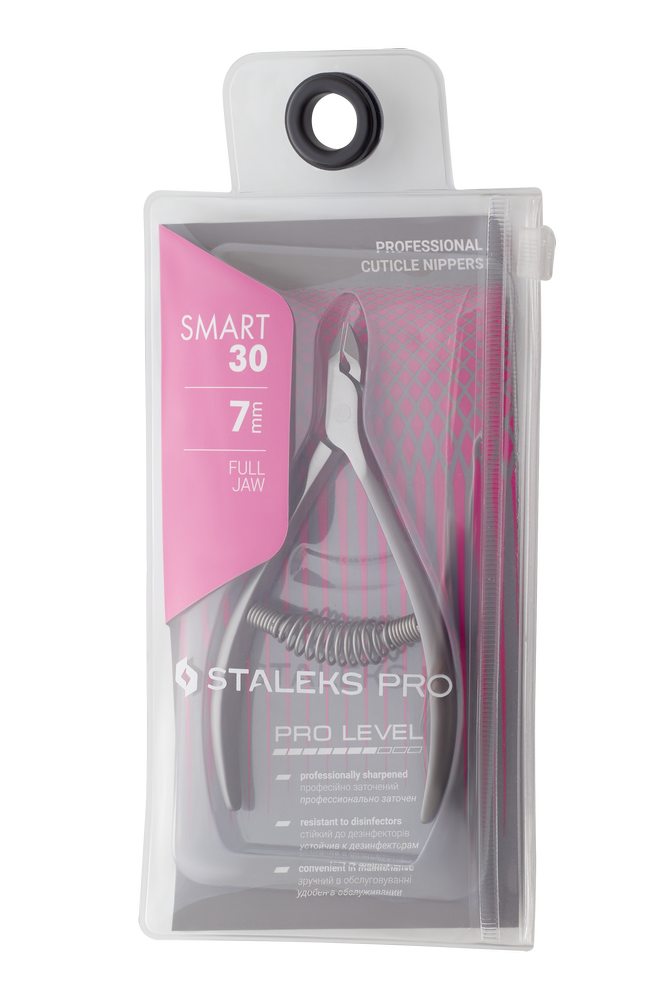 Staleks Pro Smart 30 Spring Cuticle Nippers 7 mm Full Jaw 0.27 Inch NS-30-7