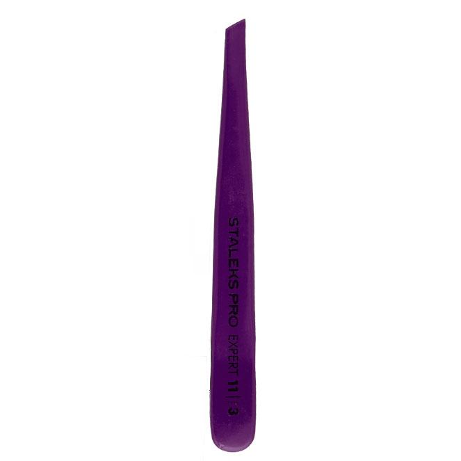 Staleks Pro Expert 11 Type 3v Eyebrow Tweezers (Wide Slant, Violet Color) TE-11/3v