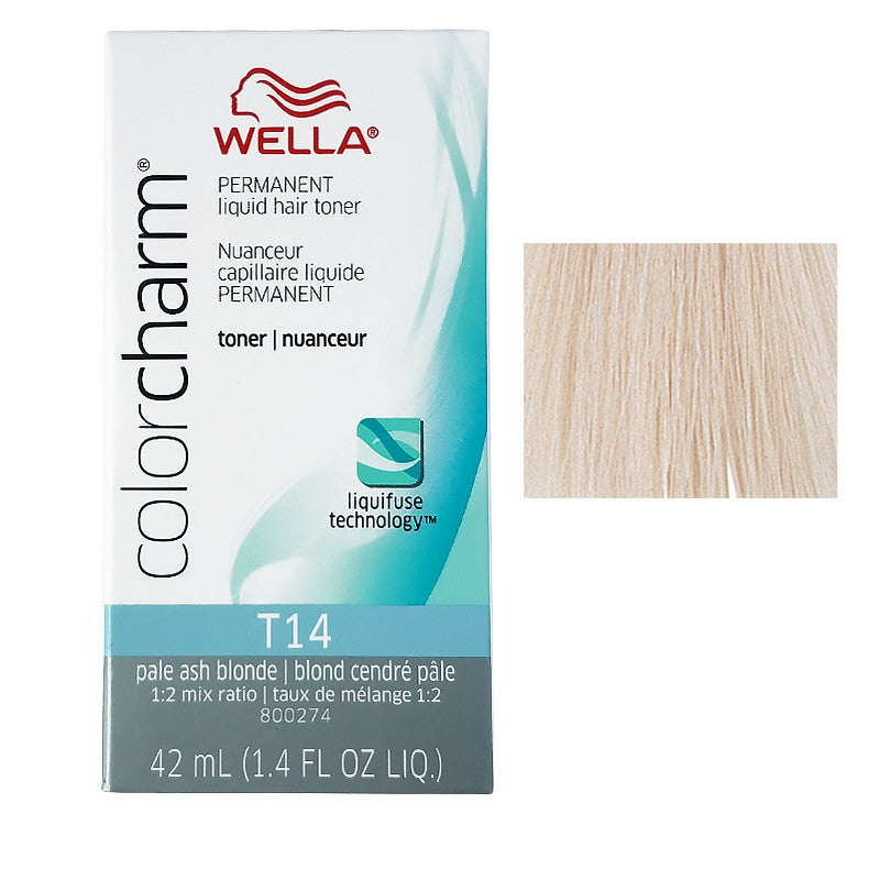 Wella Color Charm Permanent Liquid Toner 1.4 oz T14 Pale Ash Blonde