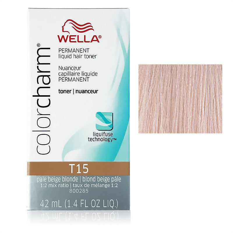 Wella Color Charm Permanent Liquid Toner 1.4 oz T15 Pale Beige Blonde