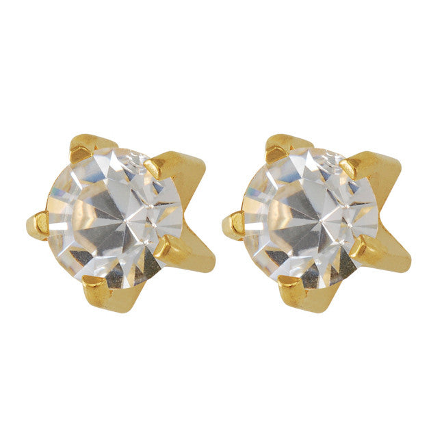 Studex Apr Crystal Tiffany Setting Gold Plated Maxi Earrings PR L104Y STX